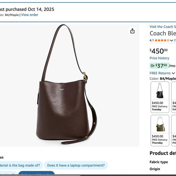2025 updated Coach Bleecker Bucket Bag in Maple - Picture 11 of 15